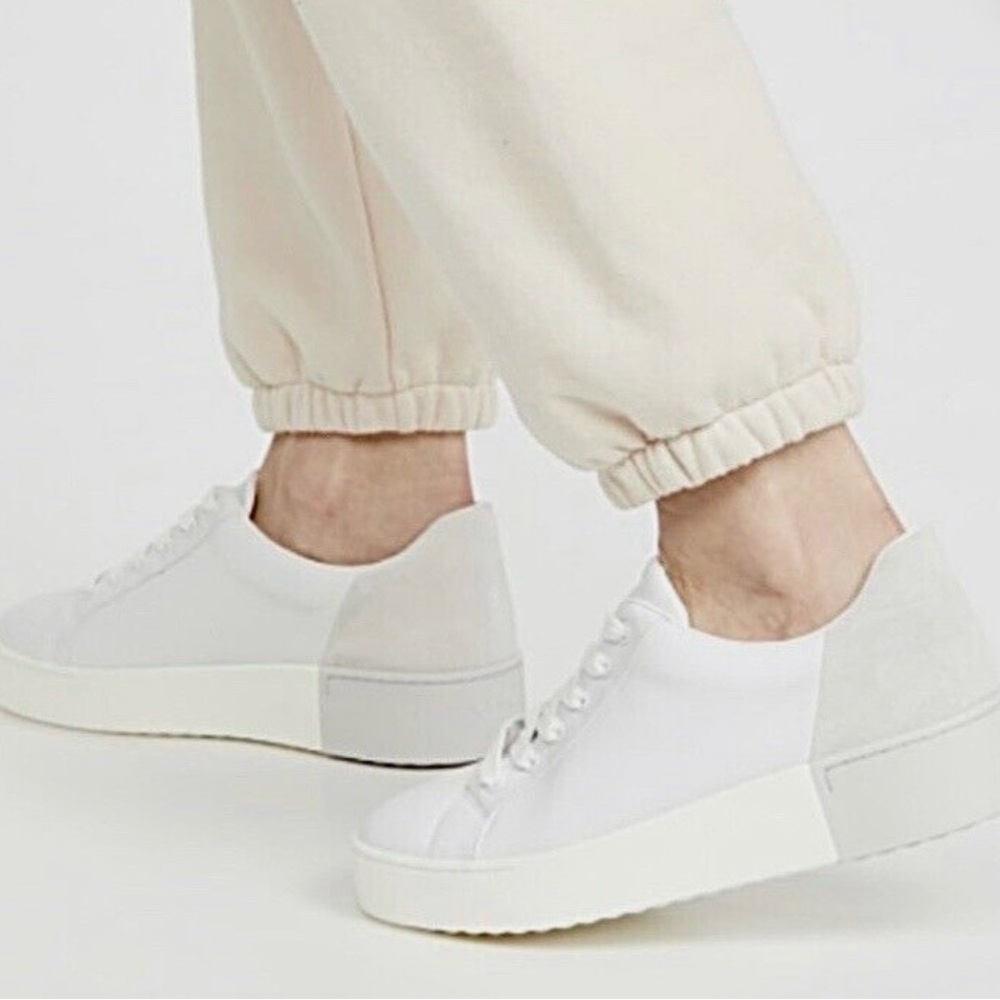 Vince White Leather Platform Sneakers with Cream Sole - Picture 6 of 8